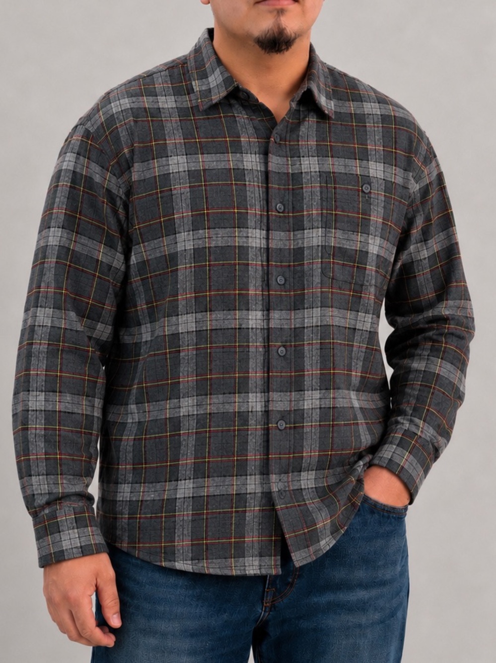 Weatherproof Vintage Plaid Flannel Button-Up Shirt Men’s Estimated XL Cotton